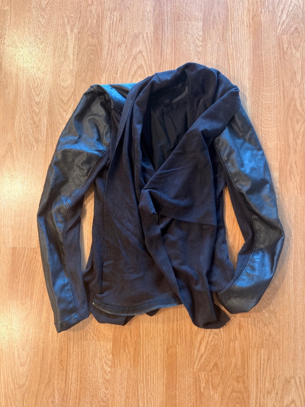 Faux Leather BlankNYC jacket cowl